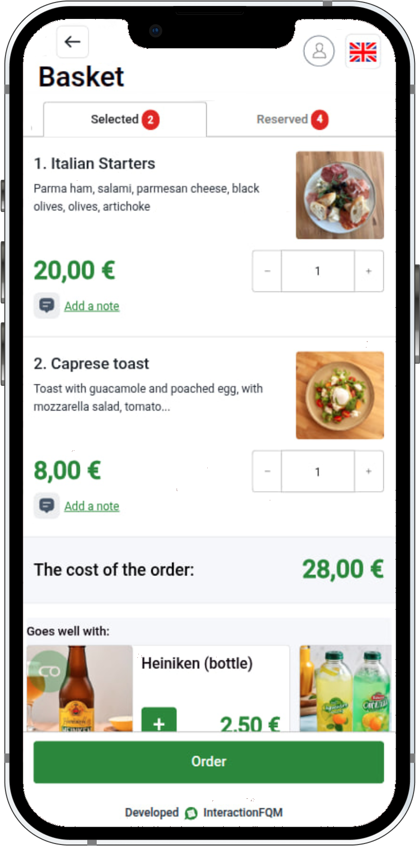 Digital menu preview